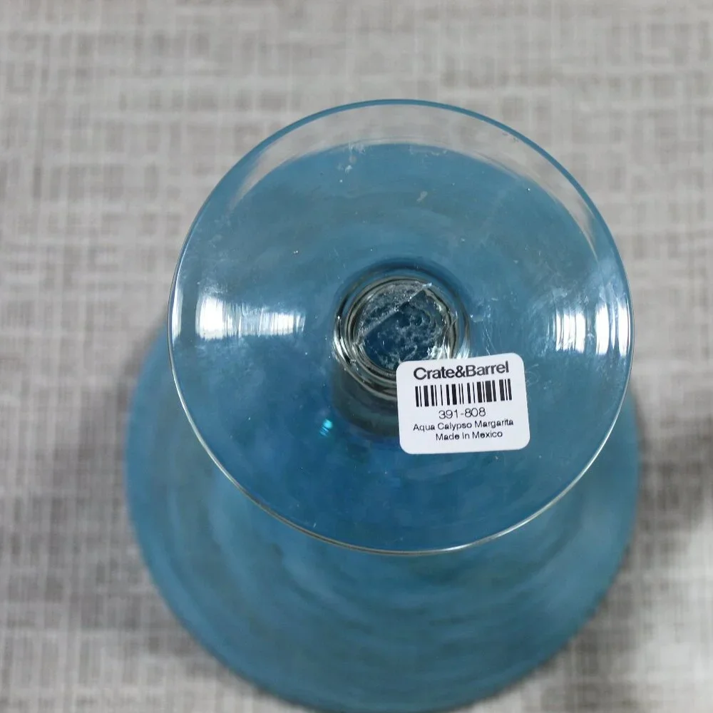 Crate and Barrel Blue Bubble Artisan Mexican Margarita / Martini Glass